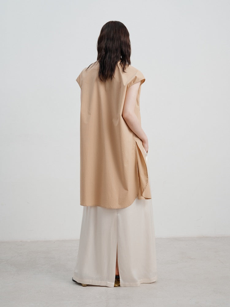 Moa - Chic Long Sleeveless Shirt