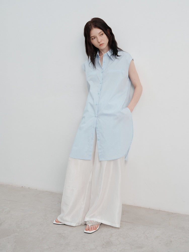 Moa - Chic Long Sleeveless Shirt