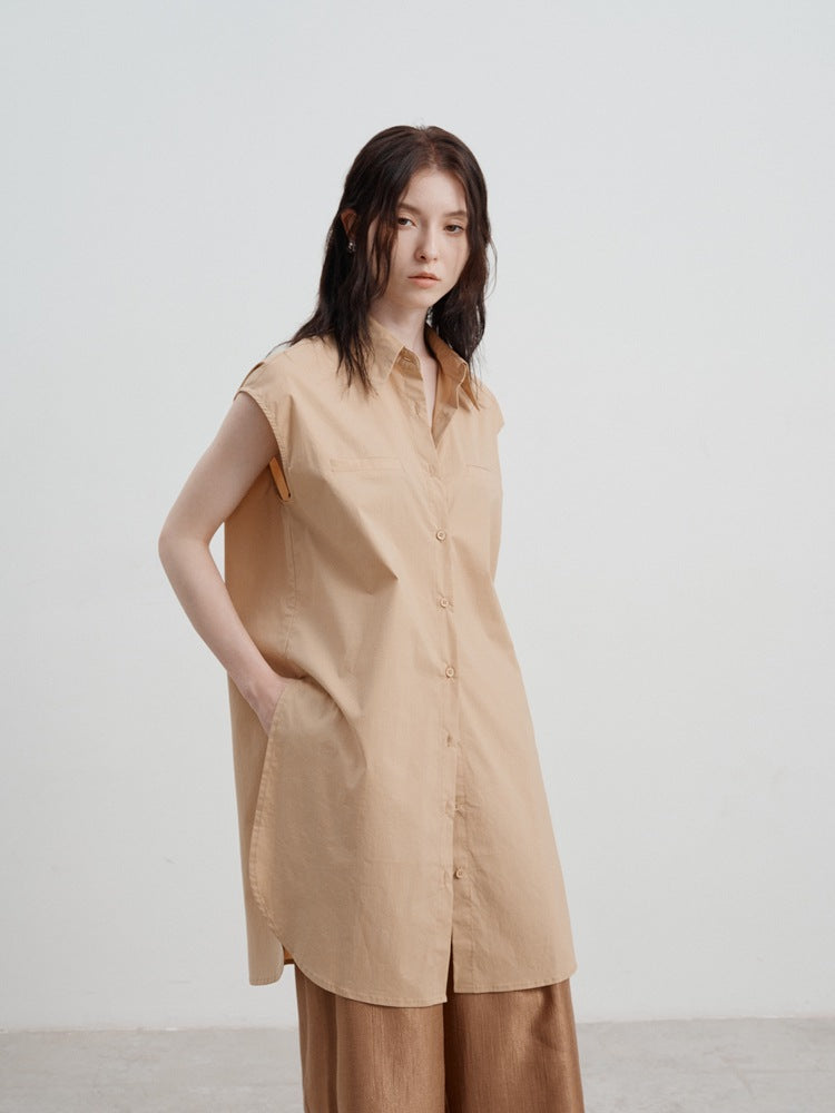 Moa - Chic Long Sleeveless Shirt