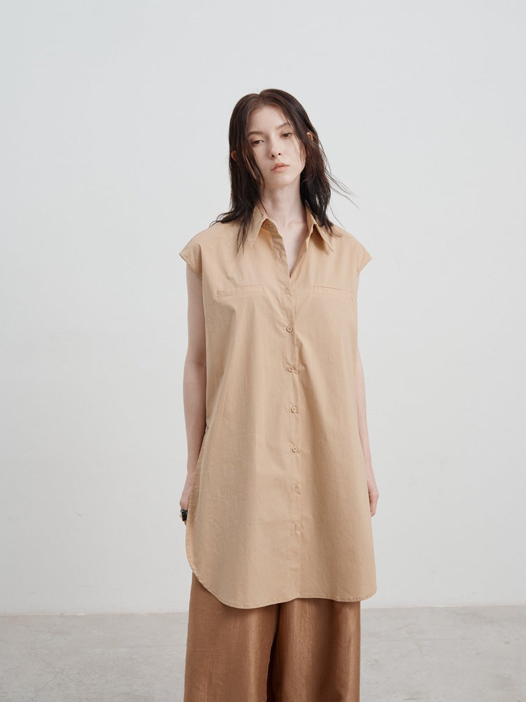 Moa - Chic Long Sleeveless Shirt