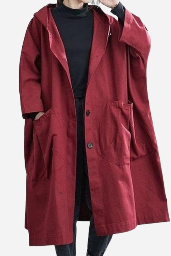 Evarah | Burgundy One Size Fits All Oversized Waterproof Windbreaker