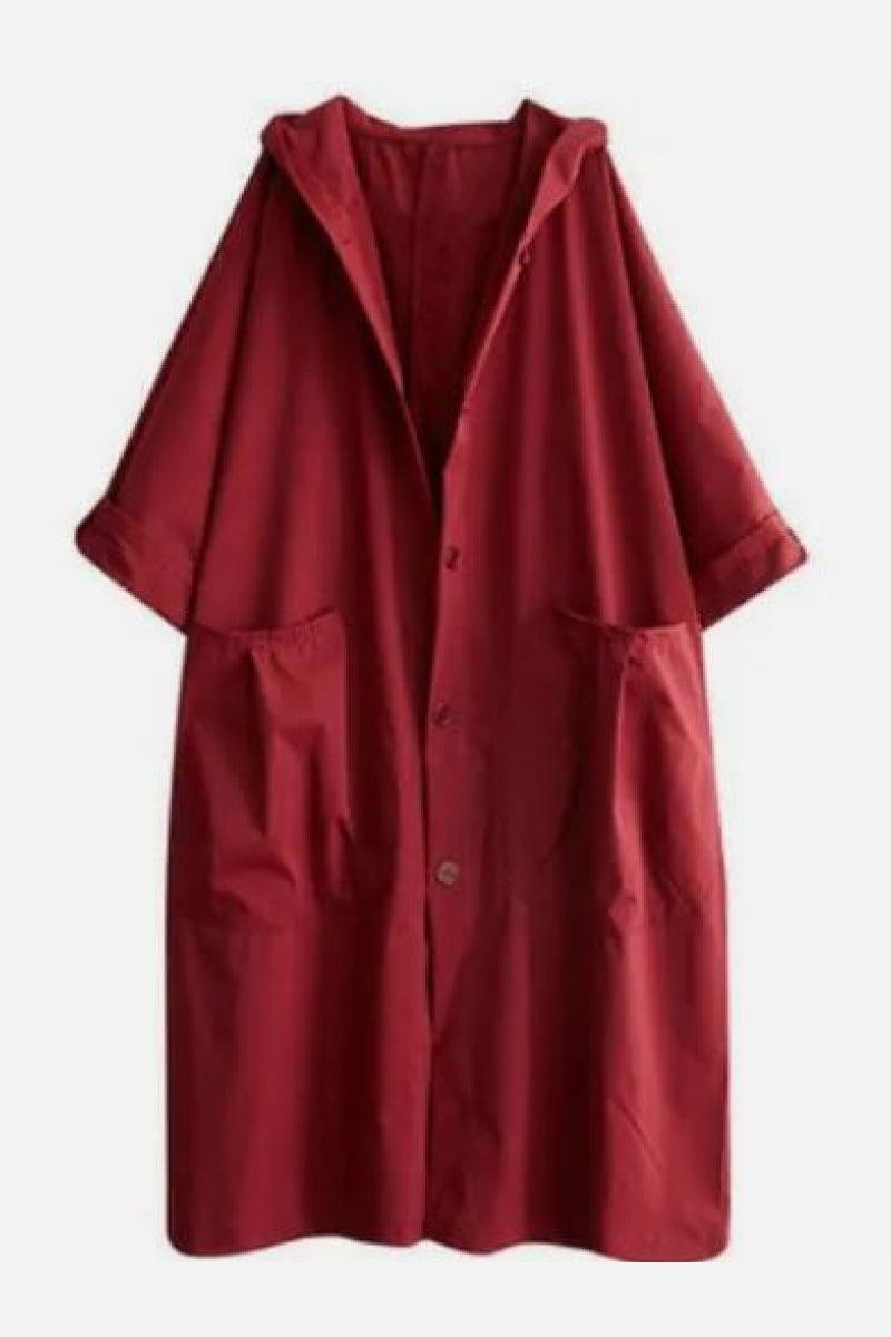 Evarah | Burgundy One Size Fits All Oversized Waterproof Windbreaker