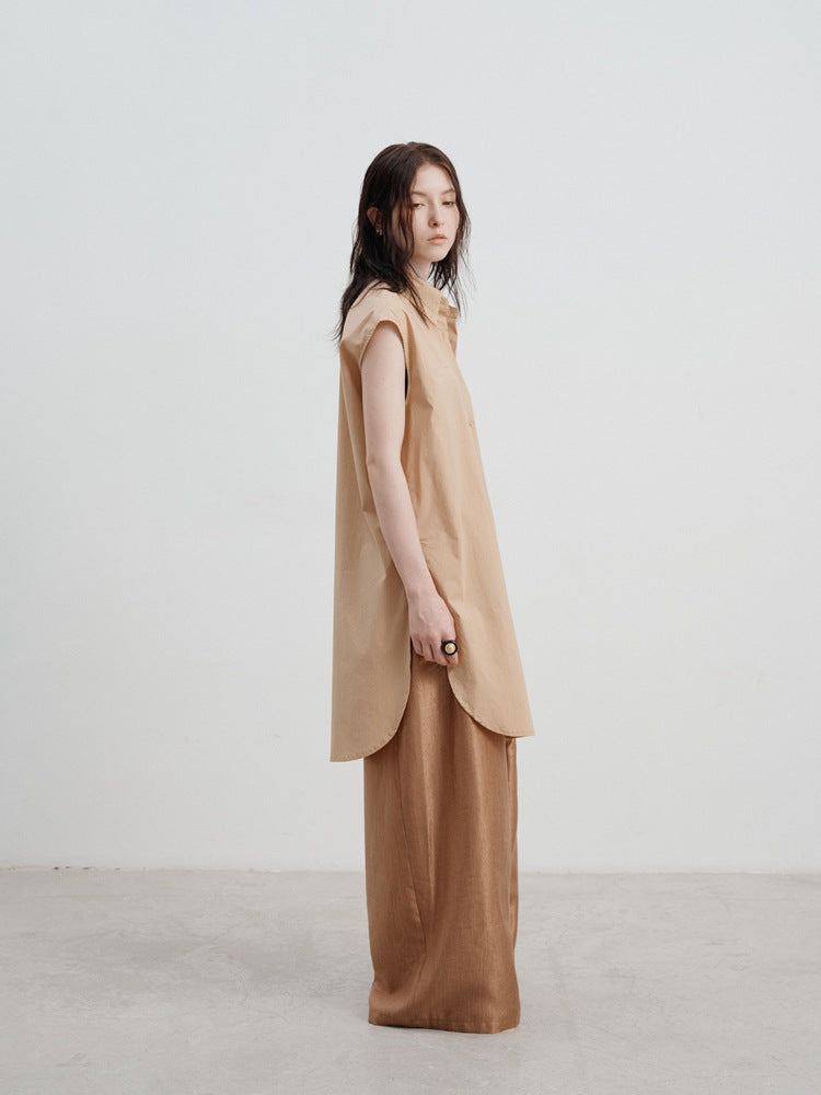 Moa - Chic Long Sleeveless Shirt