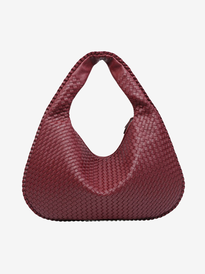 Eva | Chic Woven Maroon Hobo Bag