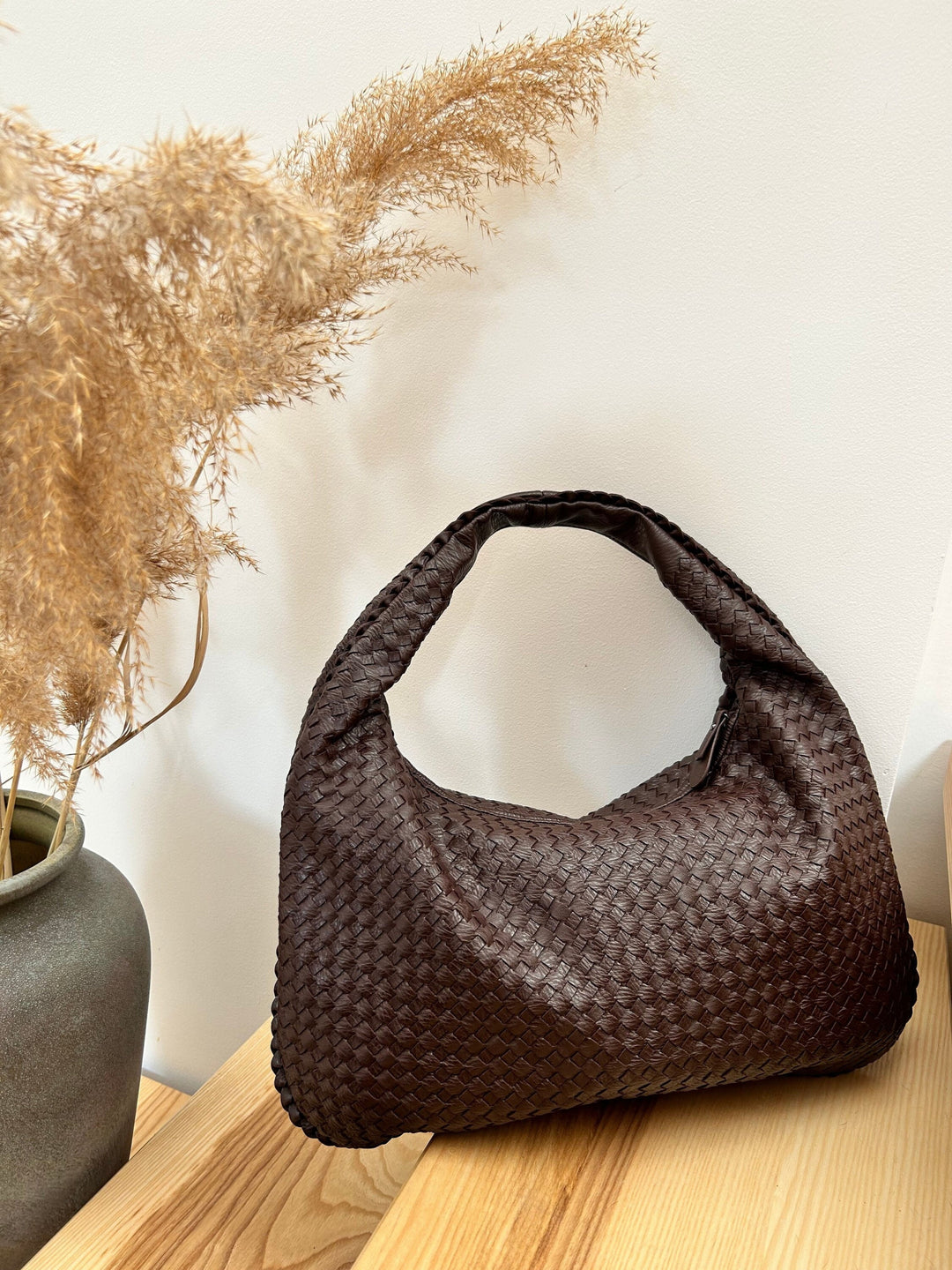 Eva | Chic Woven Maroon Hobo Bag