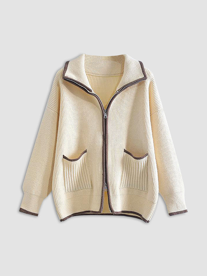 Monteclo - Adelina Weekend Loaf Zip Collared Cardigan