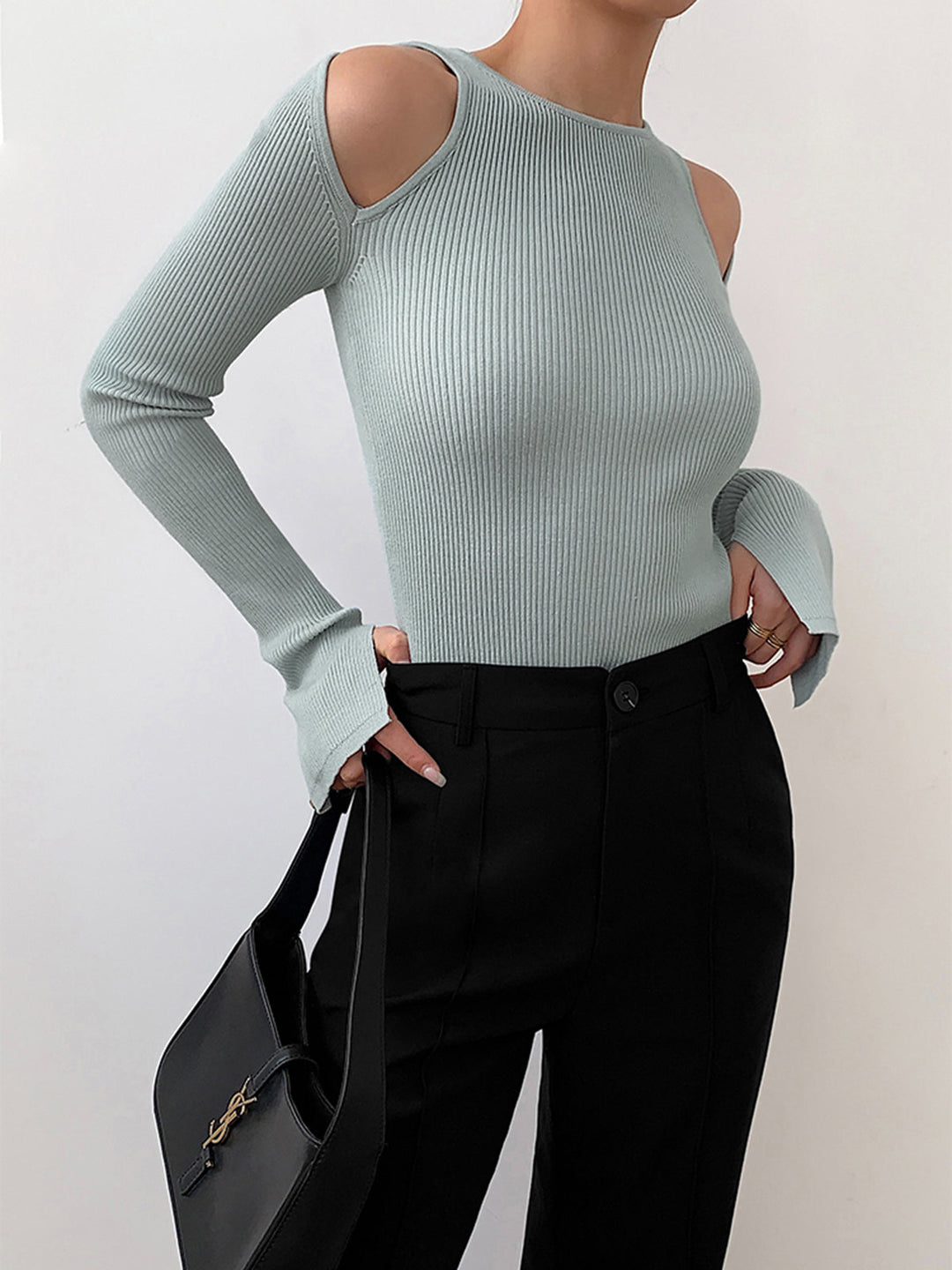 Monteclo - Gia Shoulder Cutout Knit Top