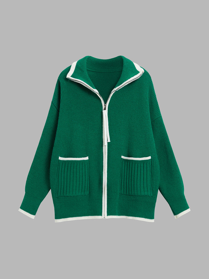 Monteclo - Adelina Weekend Loaf Zip Collared Cardigan