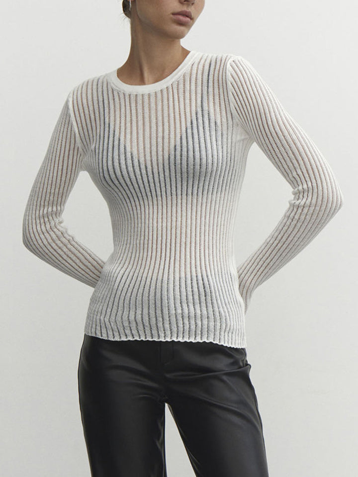 Monteclo - Selena See Through Ribbed Mesh Top