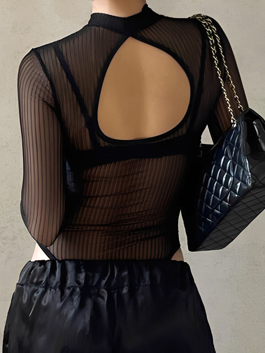 Monteclo - Miley Mesh Open Back Cutout Bodysuit