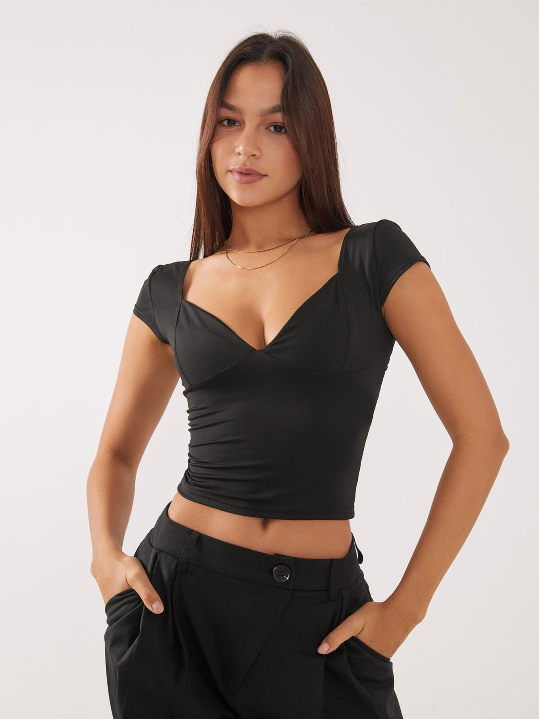 Monteclo - Sofia Everyday Cap Sleeve Crop Shirt