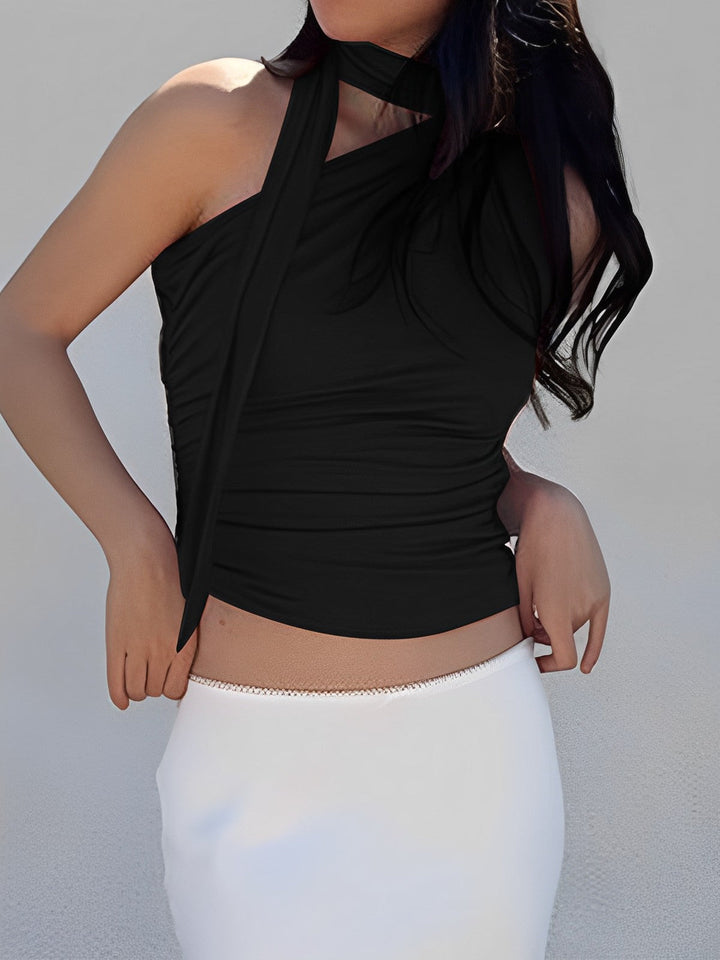 Monteclo - Naomi Halter Neck Asymmetrical Top