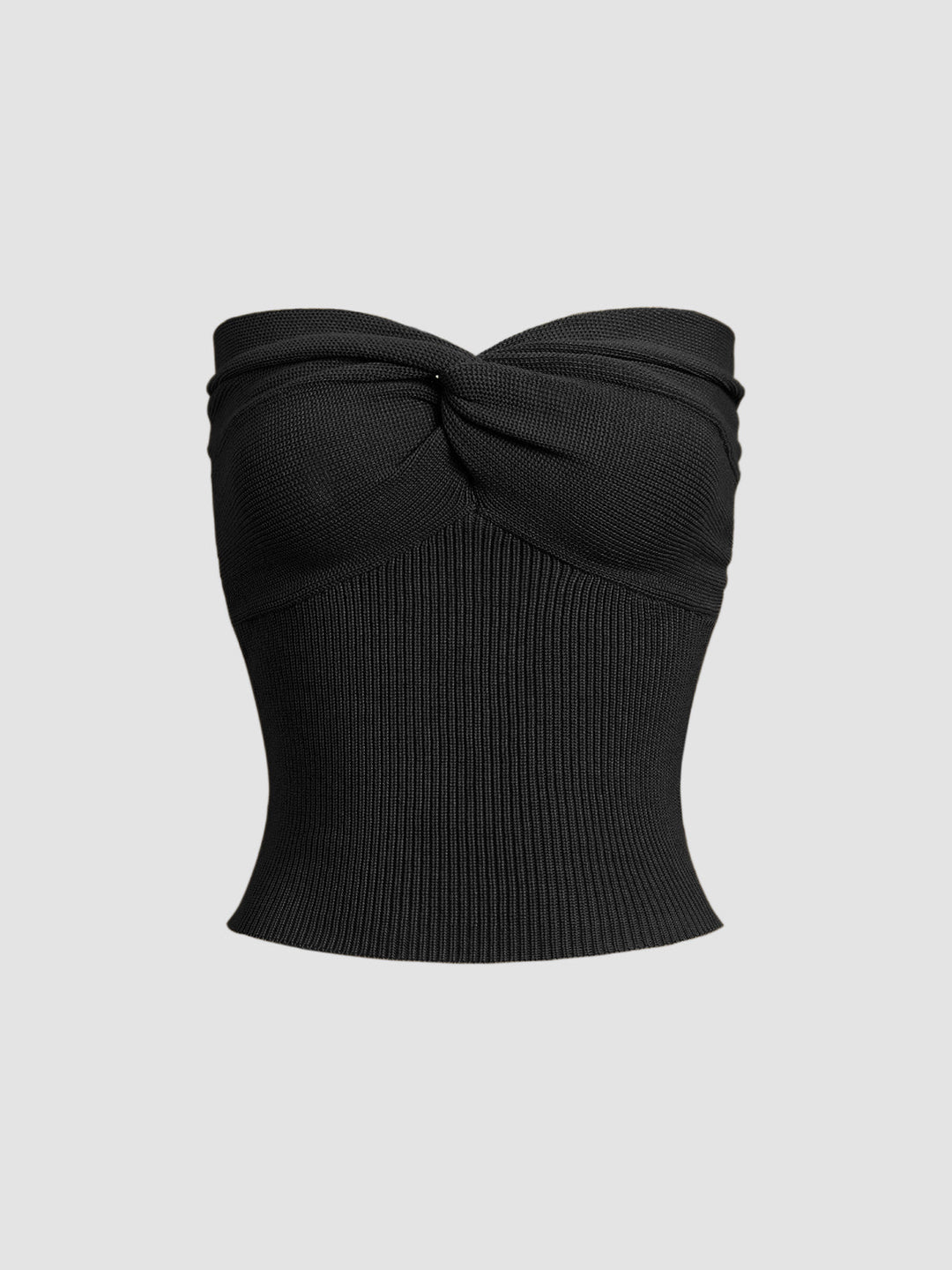 Monteclo - Adelaide Sweetheart Twist Ribbed Crop Tube Strapless Top