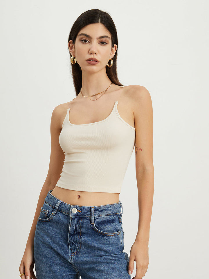 Monteclo - Adriana Transparent Strap Crop Tank Top