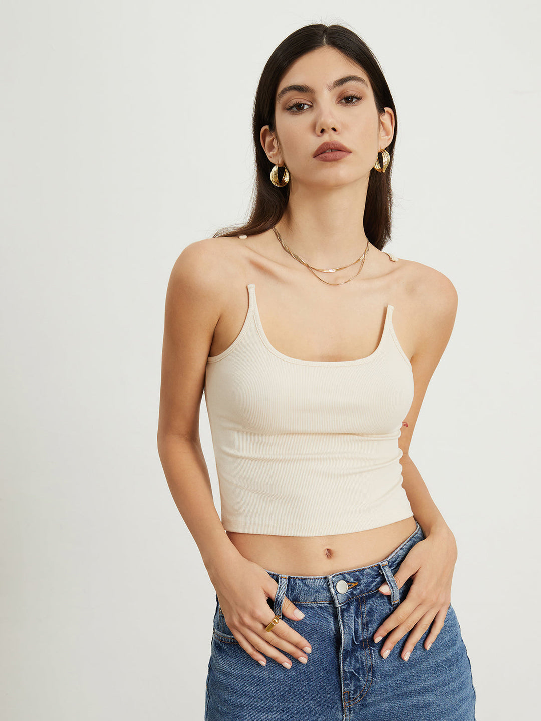 Monteclo - Adriana Transparent Strap Crop Tank Top