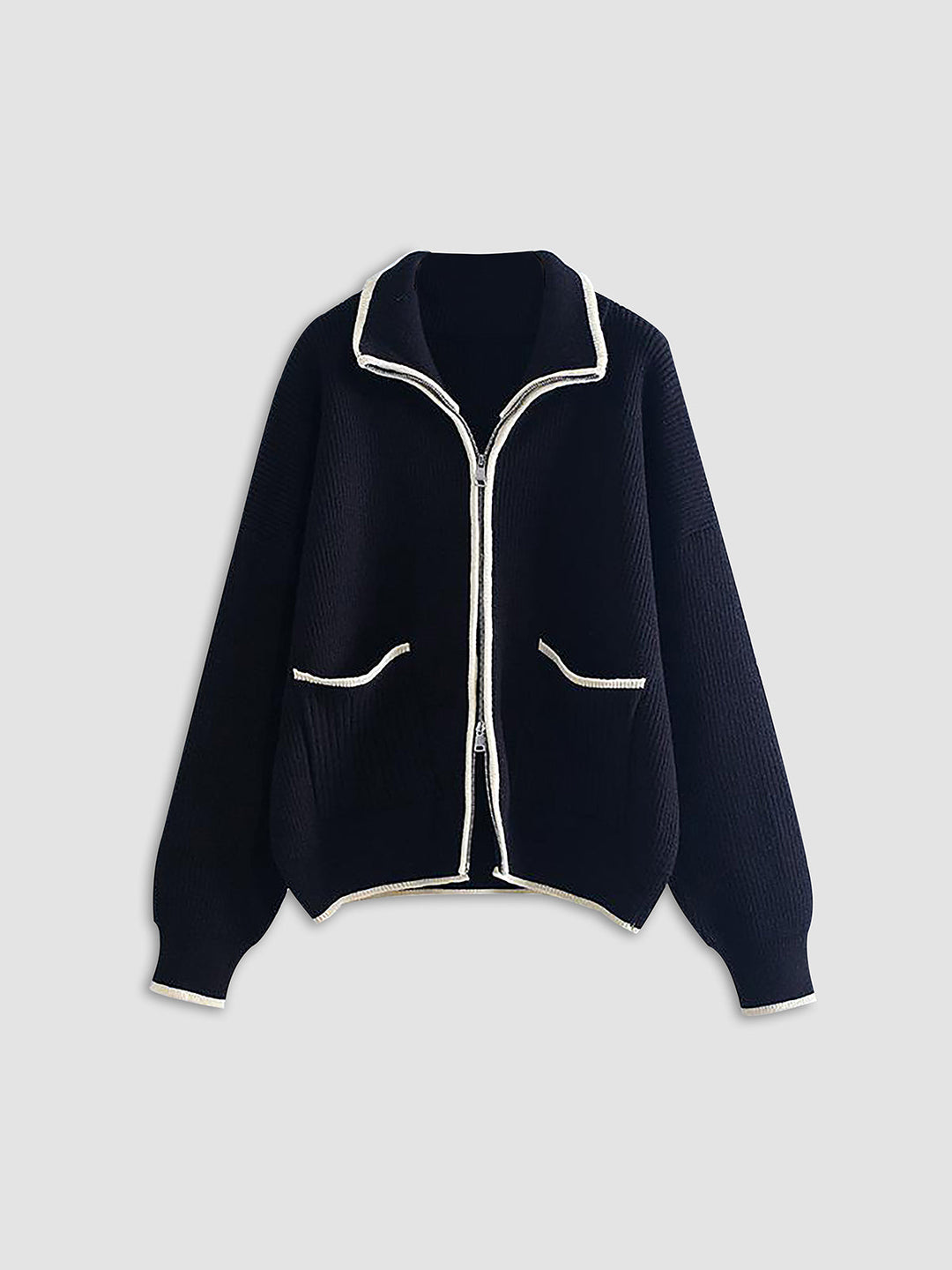 Monteclo - Adelina Weekend Loaf Zip Collared Cardigan