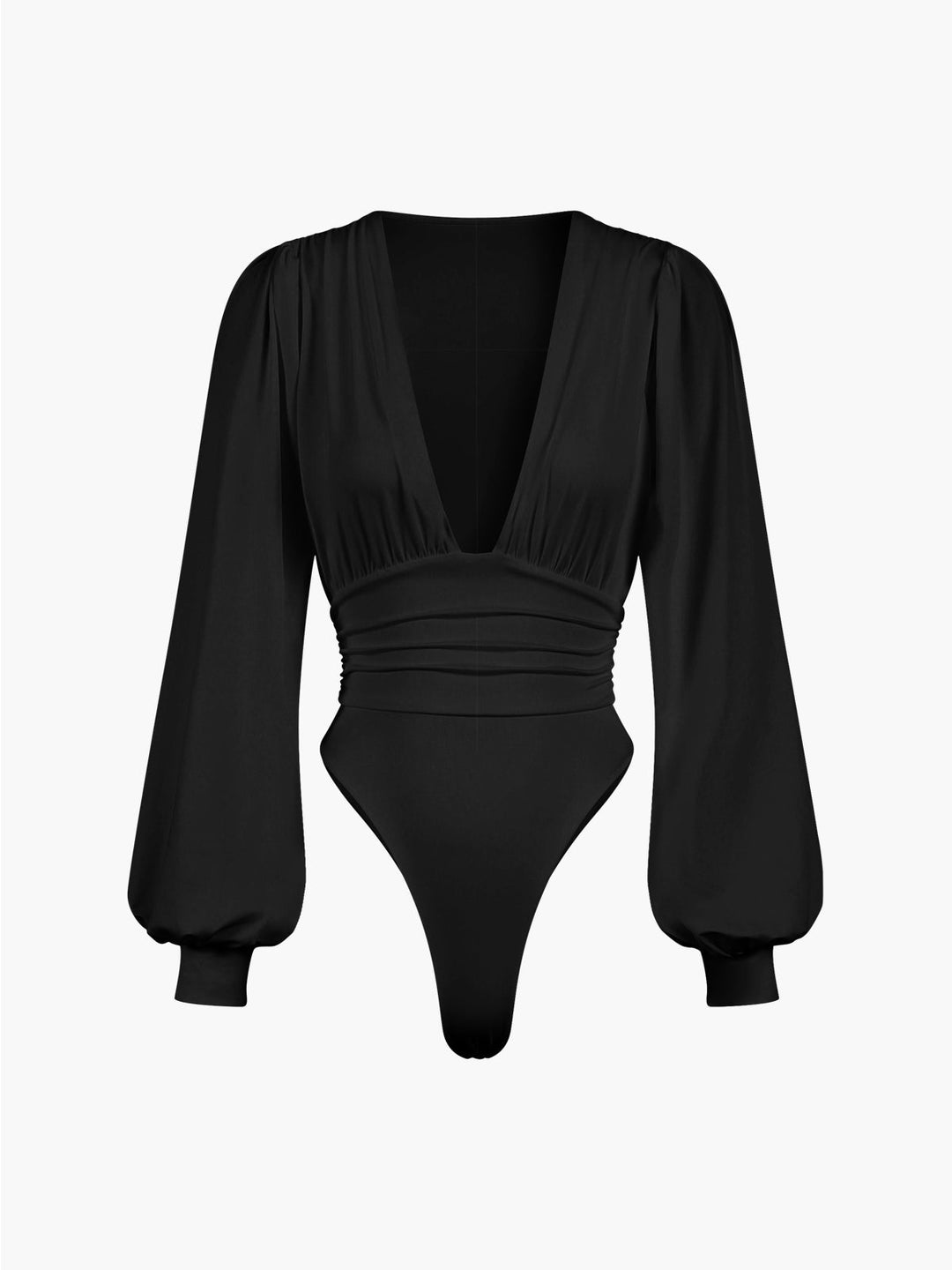 Monteclo - Athena Lantern Sleeve Ruched Bodysuit