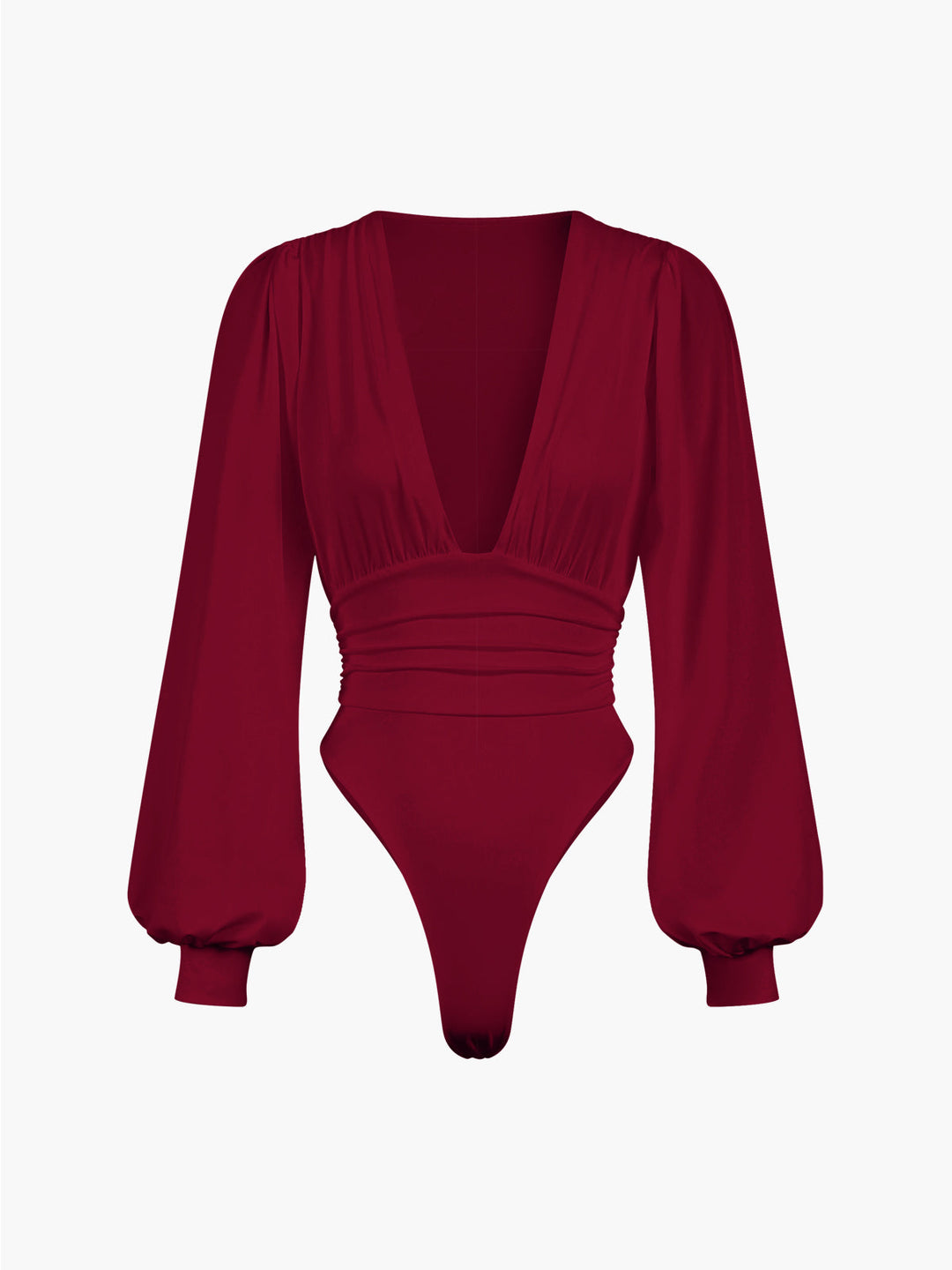 Monteclo - Athena Lantern Sleeve Ruched Bodysuit