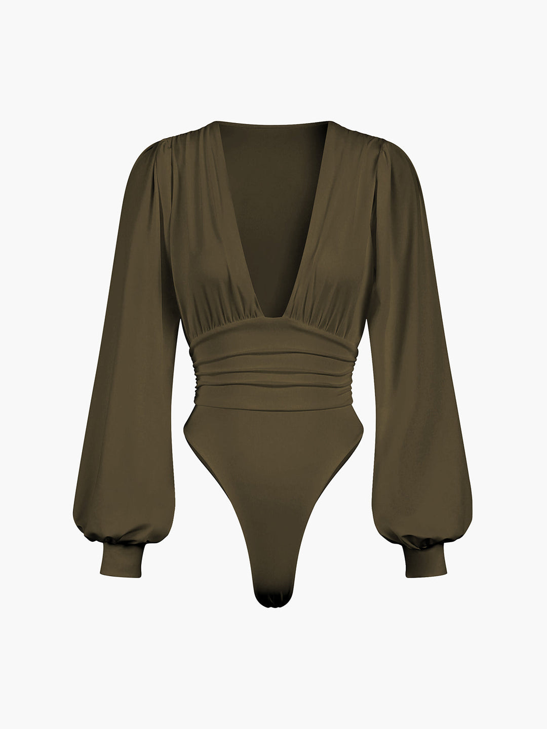 Monteclo - Athena Lantern Sleeve Ruched Bodysuit