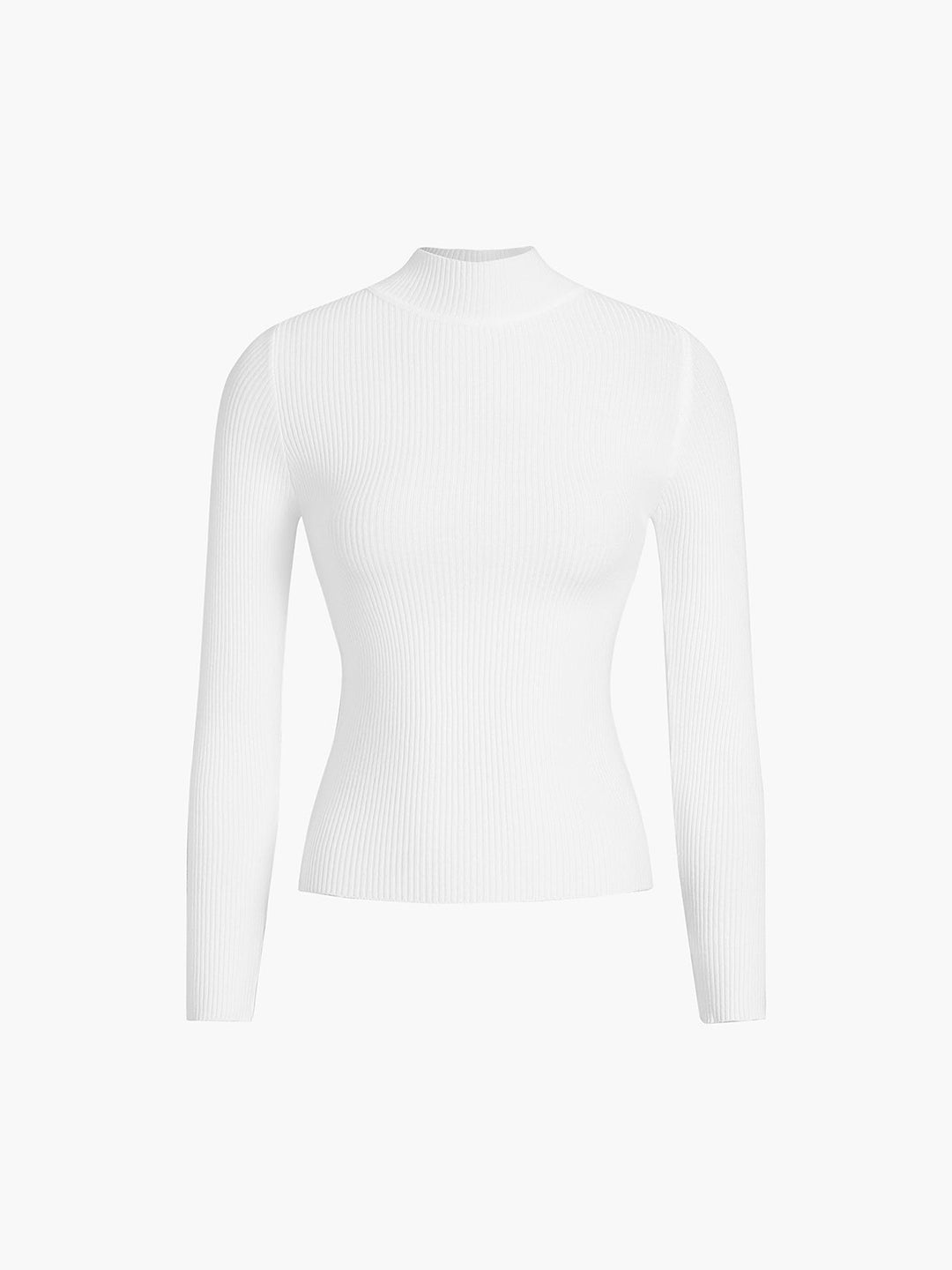 Monteclo - Aya Mock Neck Rib Long Sleeve Knit Top