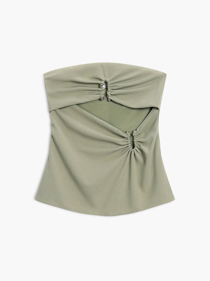 Monteclo - Ariyah U-Ring Cutout Zippered Tube Top