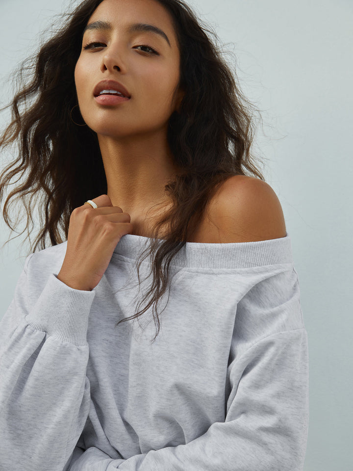 Monteclo -  Ashlyn Off Shoulder Sweatshirt