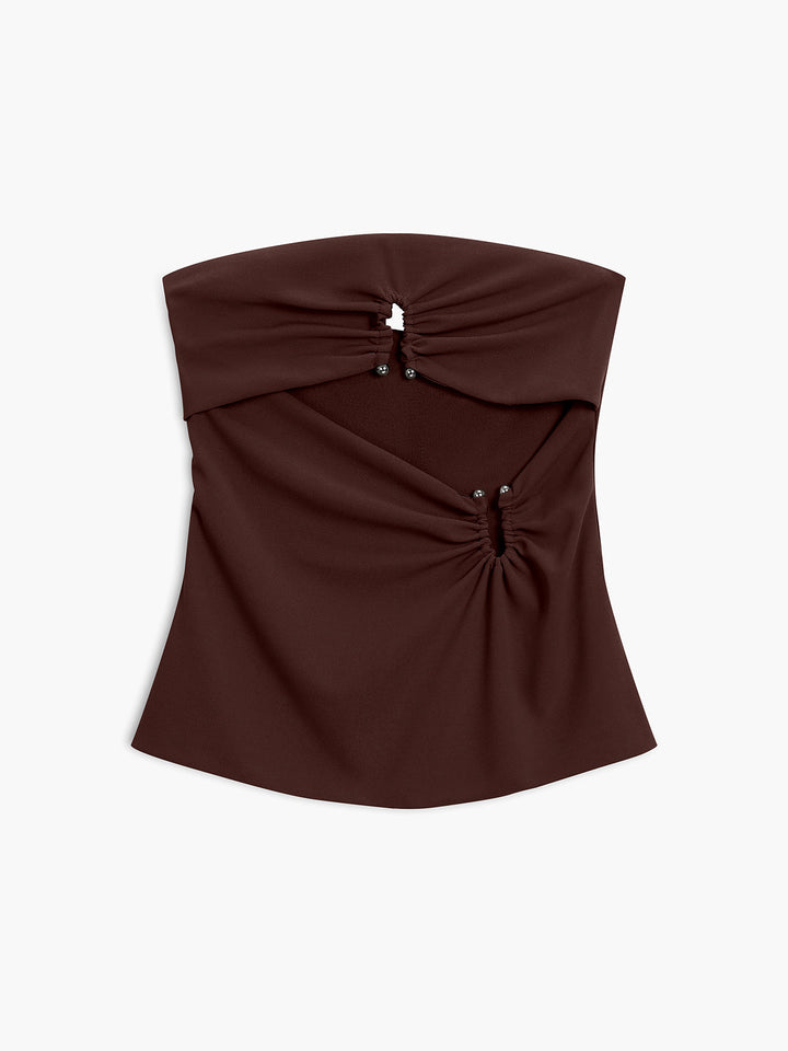 Monteclo - Ariyah U-Ring Cutout Zippered Tube Top