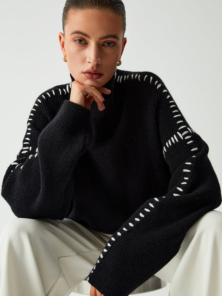 Monteclo - Harlow Shift The Focus Oversized Mock Neck Sweater