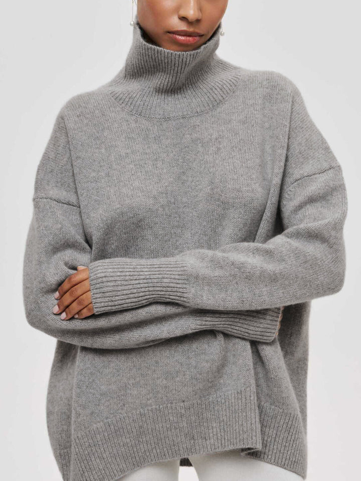 Monteclo - Sapphire Cloudless Sky Turtleneck Oversized Sweater