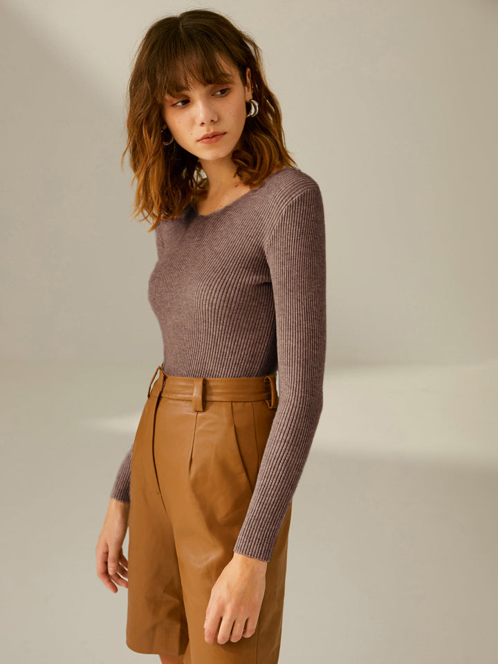 Monteclo - Kathryn Ribbed Pullover Sweater