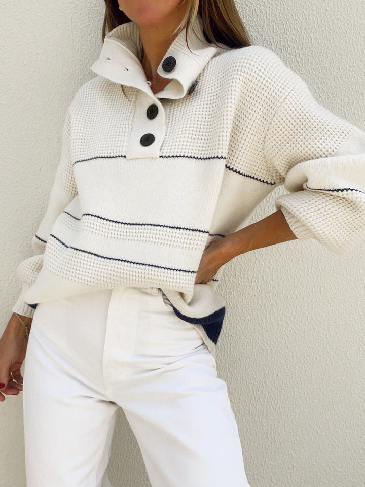 Monteclo - Ashley Open Collar Button Up Sweater