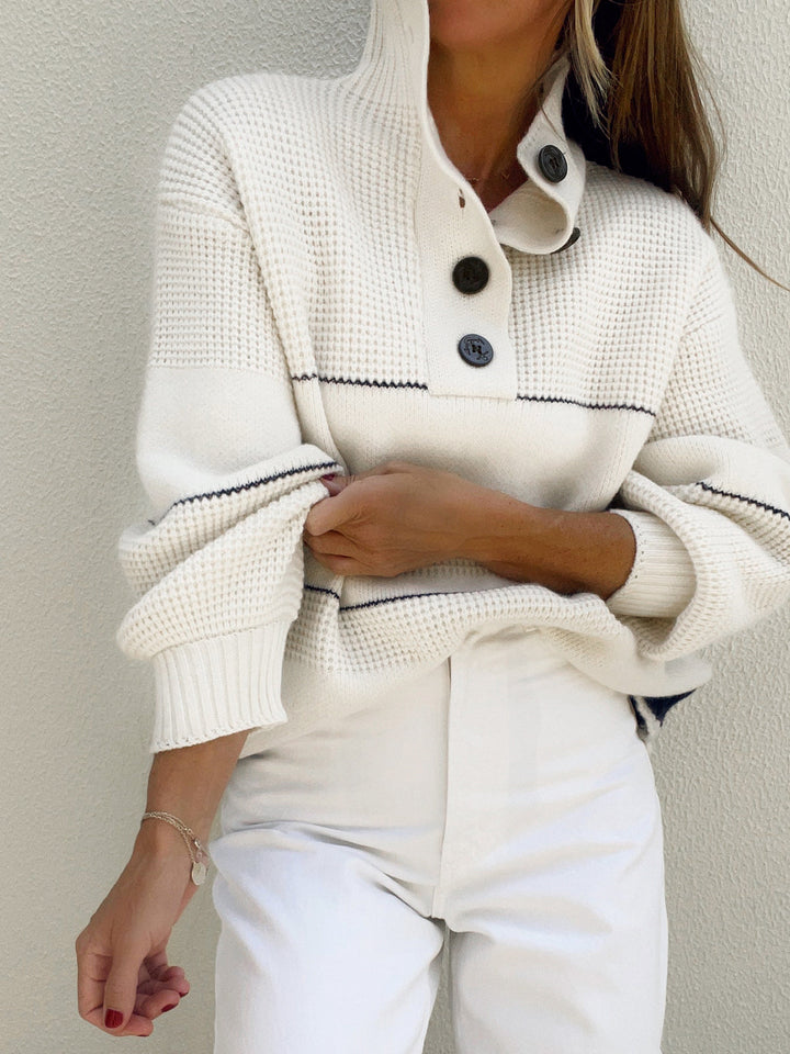 Monteclo - Ashley Open Collar Button Up Sweater