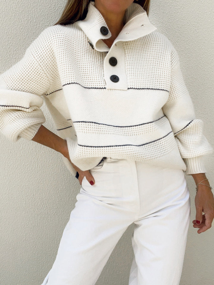 Monteclo - Ashley Open Collar Button Up Sweater