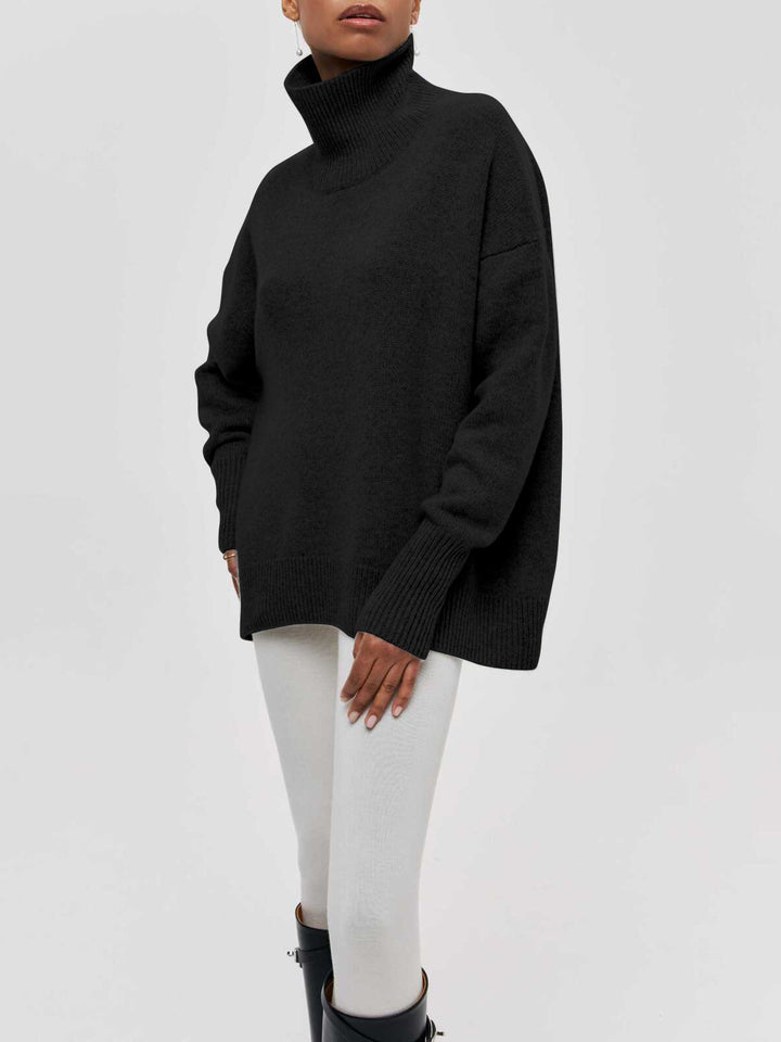 Monteclo - Sapphire Cloudless Sky Turtleneck Oversized Sweater