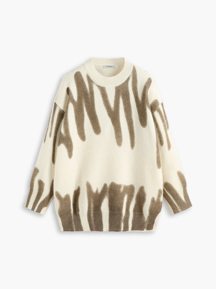 Monteclo - Nancy Creamy Latte Colorblock Sweater