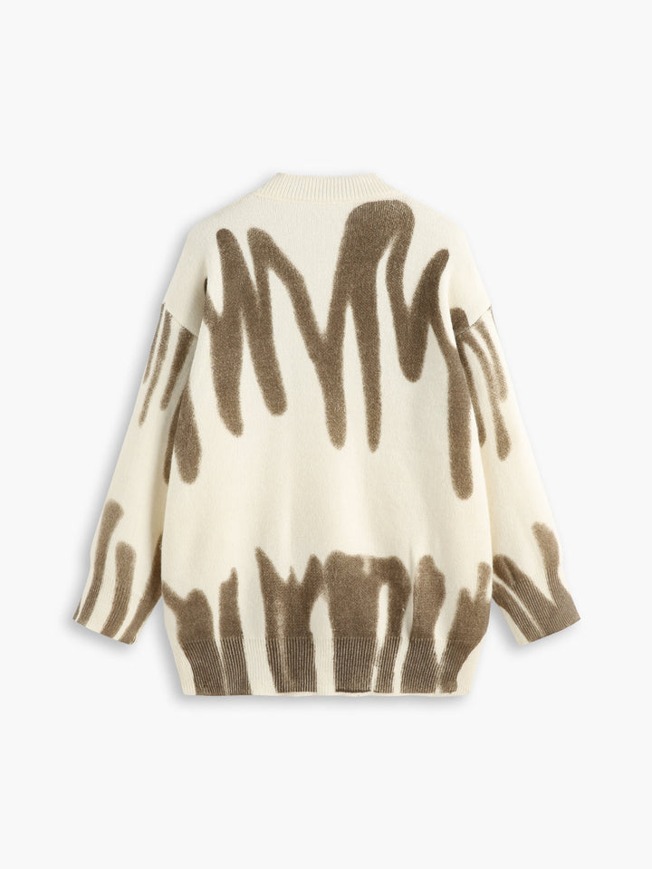 Monteclo - Nancy Creamy Latte Colorblock Sweater