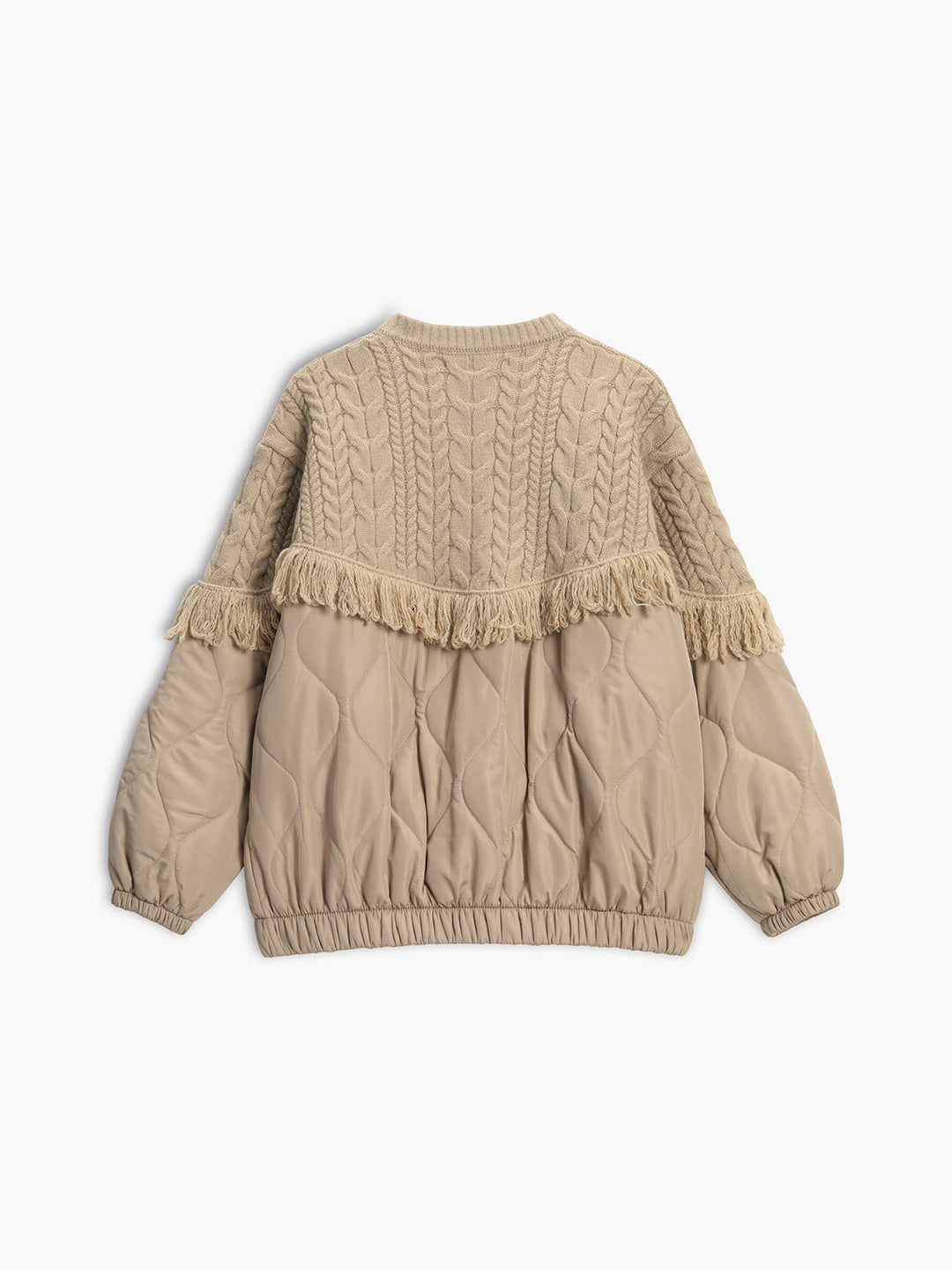 Monteclo - Gemma Patchwork Cable Knit Quilted Coat