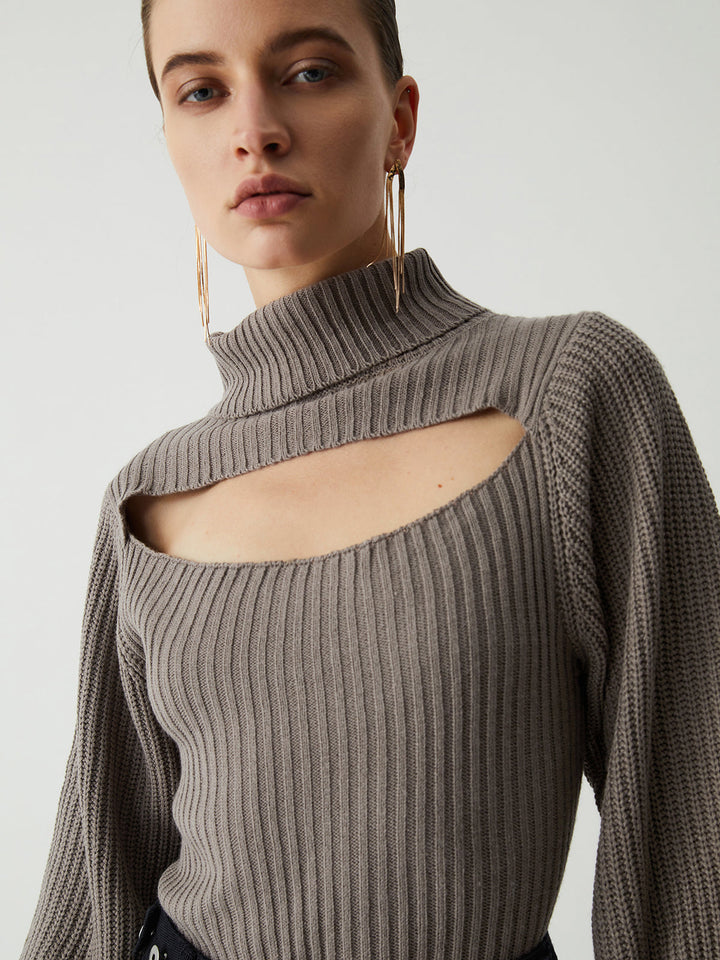 Monteclo - Mckenzie Turtleneck Puff Long Sleeve Knit Top