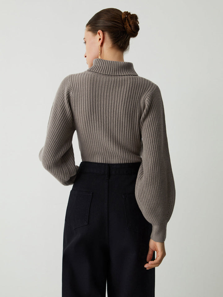 Monteclo - Mckenzie Turtleneck Puff Long Sleeve Knit Top