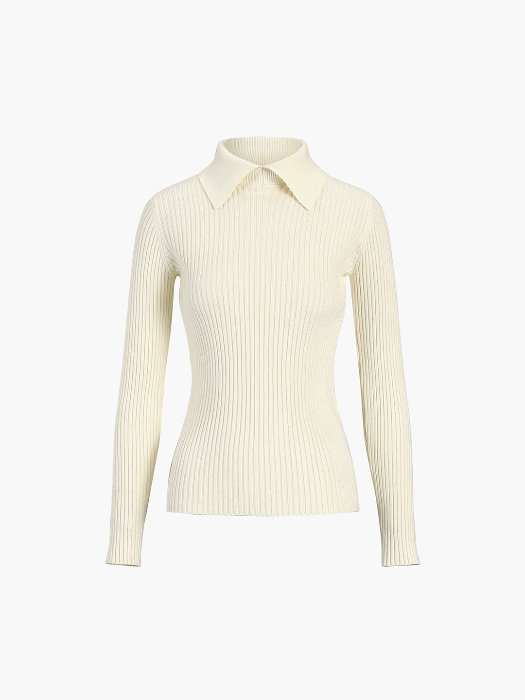 Monteclo - Kiana Vanilla Polo Long Sleeve Knit Top