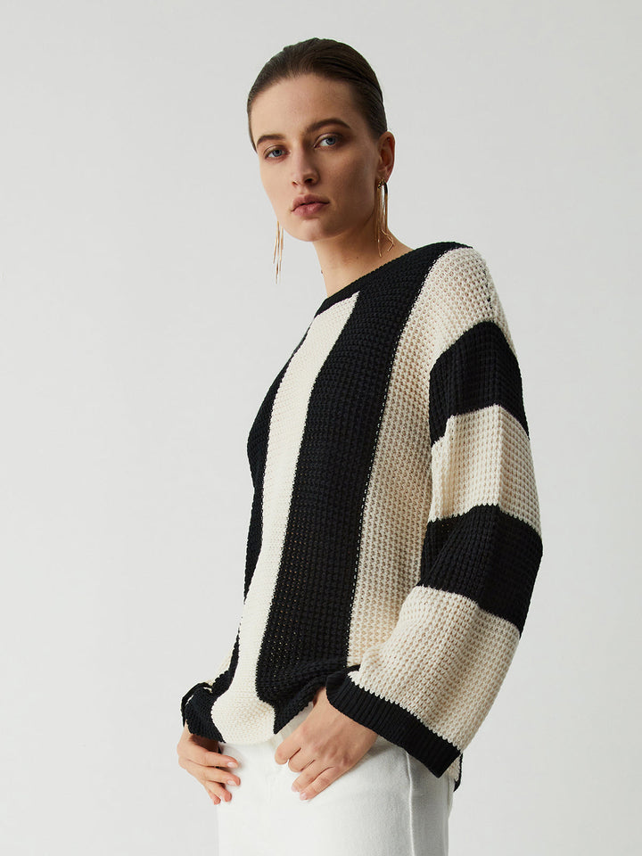 Monteclo - Alexandra Pointelle Stripe Sweater