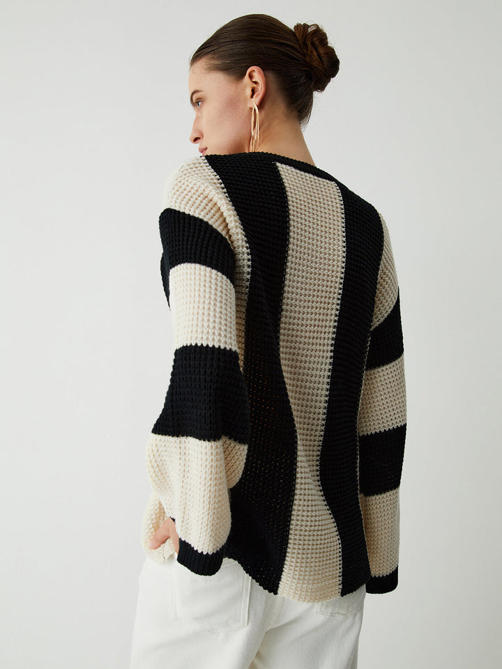 Monteclo - Alexandra Pointelle Stripe Sweater