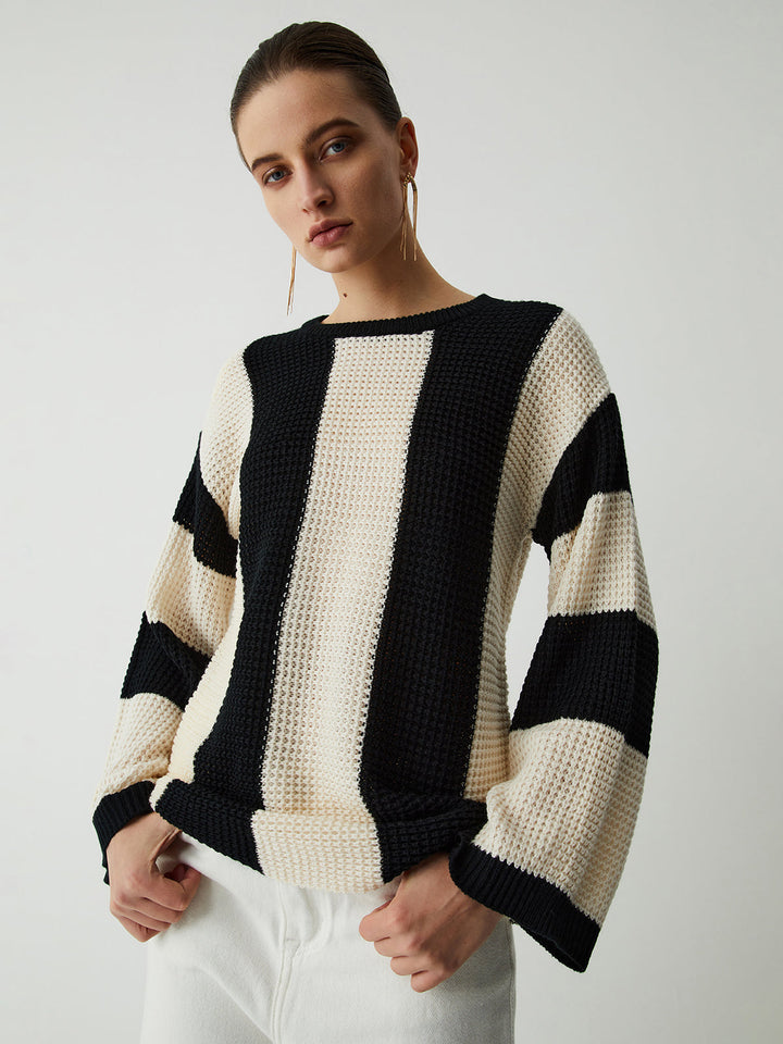 Monteclo - Alexandra Pointelle Stripe Sweater