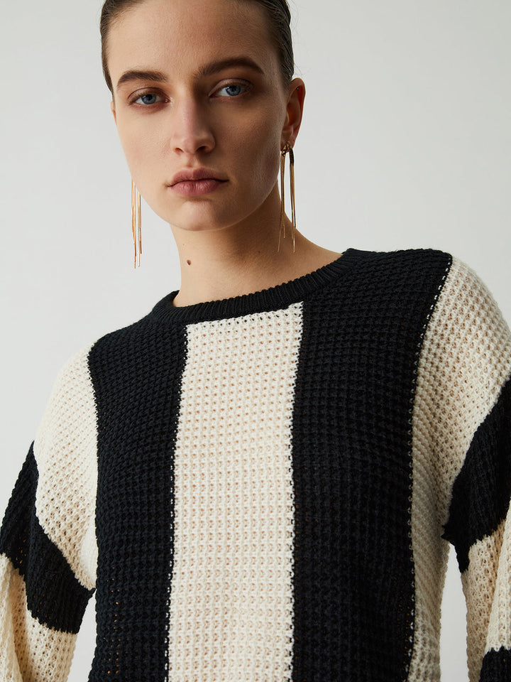 Monteclo - Alexandra Pointelle Stripe Sweater