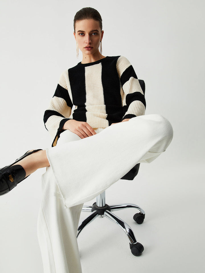 Monteclo - Alexandra Pointelle Stripe Sweater