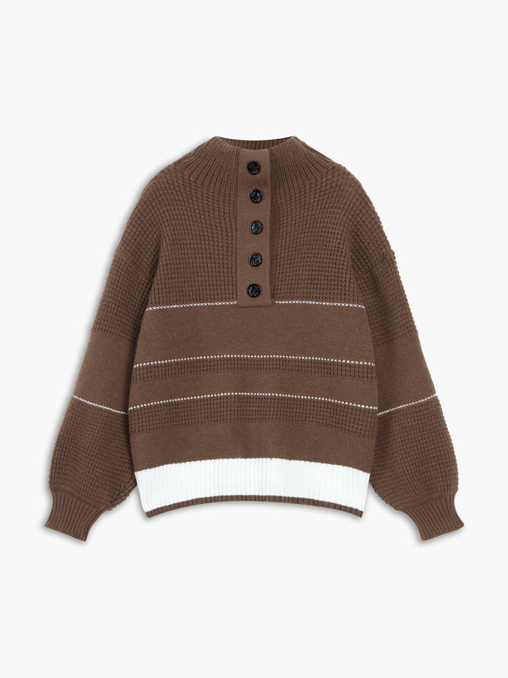 Monteclo - Ashley Open Collar Button Up Sweater