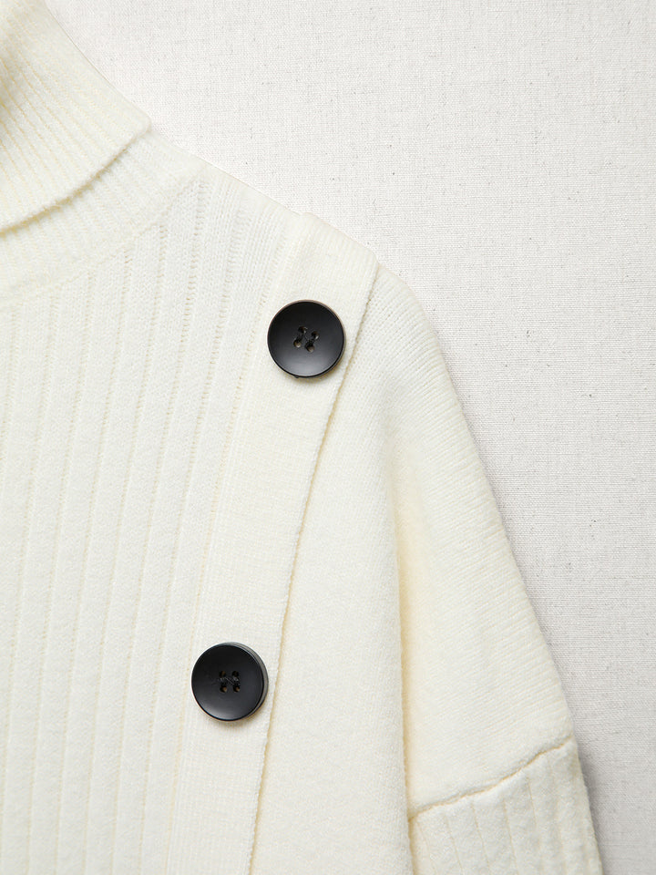 Monteclo - Evangeline Side Buttoned Turtleneck Sweater