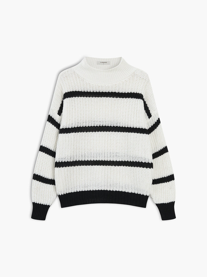 Monteclo - Milani Stripe Pointelle Knit Sweater