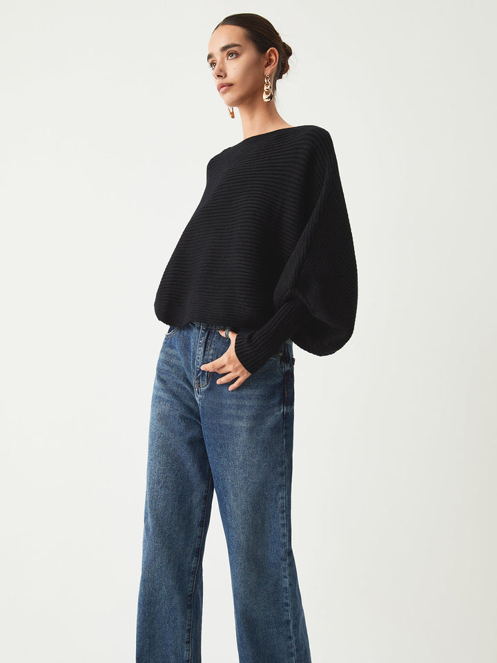 Monteclo - Julieta Slouchy Oversized Rib Crop Sweater