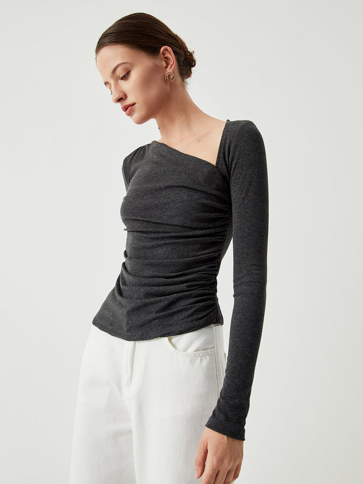 Monteclo - Adelyn Slinky Asymmetric Long Sleeve Shirt